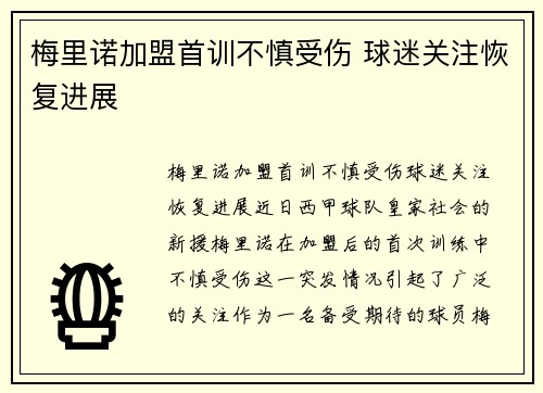 梅里诺加盟首训不慎受伤 球迷关注恢复进展 梅里诺加盟首训不慎受伤 球迷关注恢复进展