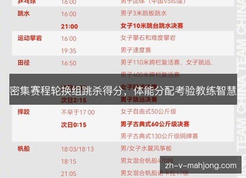密集赛程轮换组跳杀得分，体能分配考验教练智慧